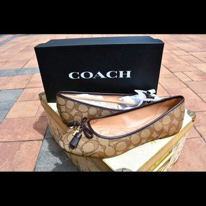 🤎Coach Benni Ballet Flats In Khaki/Mahogany🤎